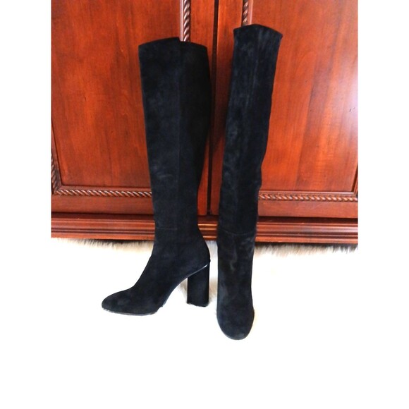 NWOT STUART WEITZMAN ELOISE Women Size 10.5M Over the Knee Jet Black Suede Boots - Picture 7 of 10